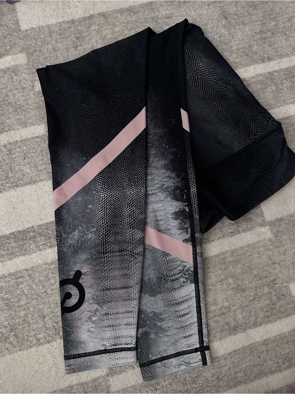 Rare Peloton x WITH Black and Dusty Pink Athletic Leggings with Logo